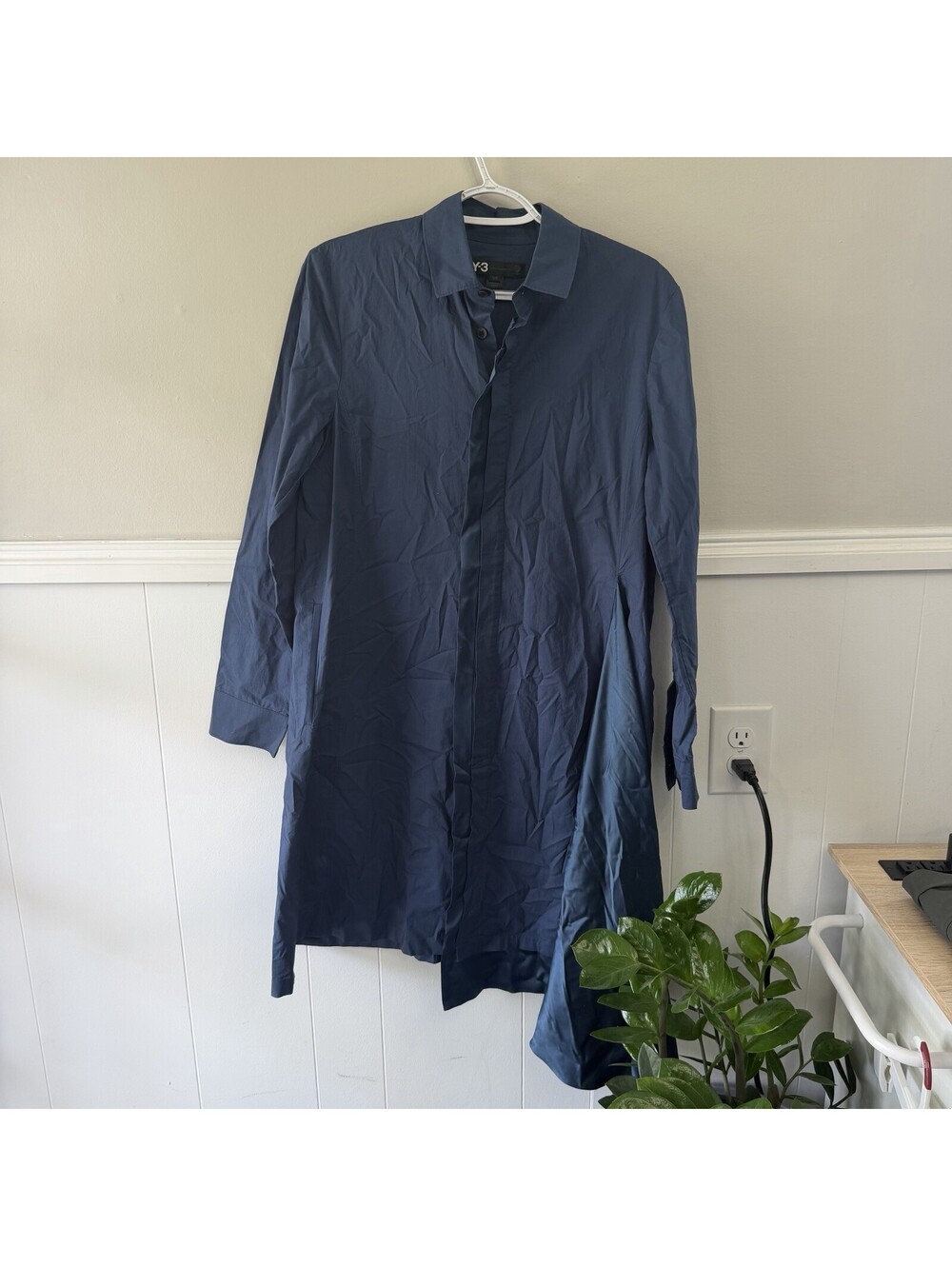 Adidas Y-3 by Yohji Yamamoto Asymmetrical Shirt Dress Navy Blue Sz L Rare!